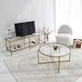 Hanah Home Gold Sun S404 Mesa de Centro con Cristal Templado Dorado